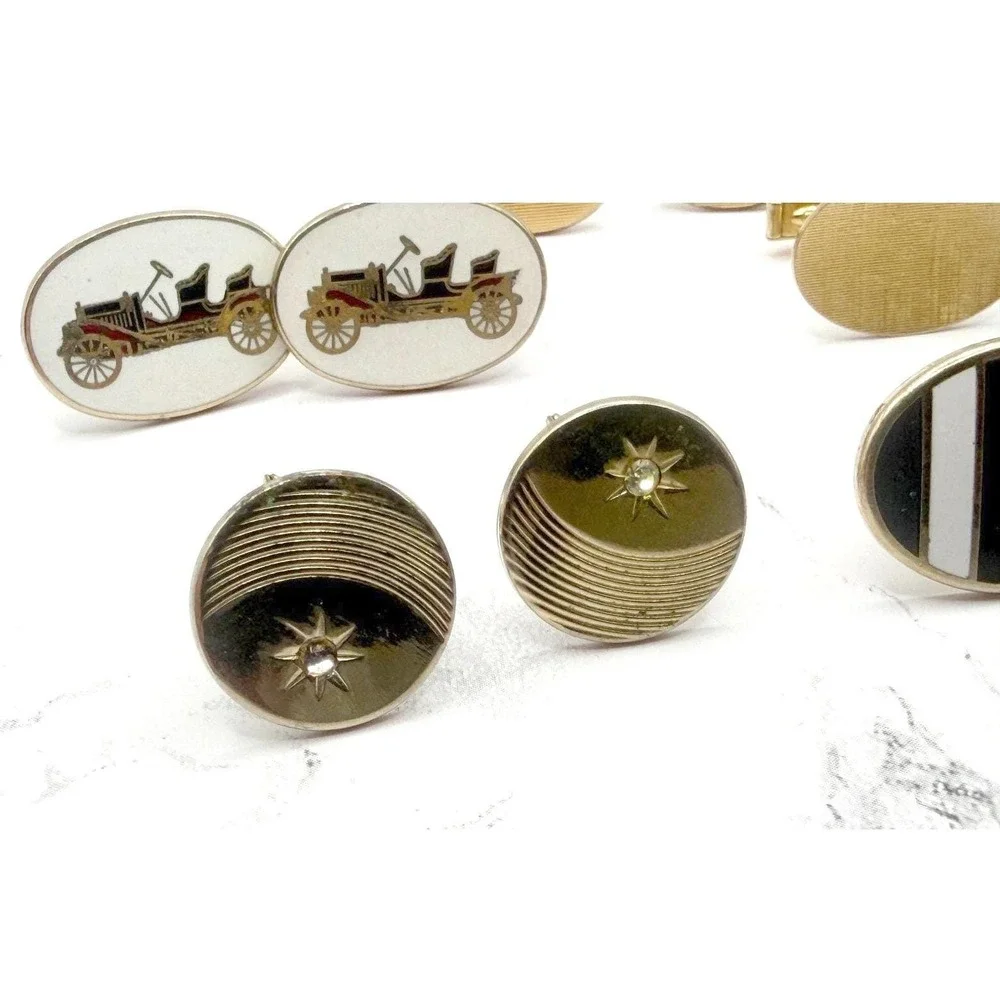 Vintage Gold Tone Mens Cufflink Lot 5 Pairs Bulk Vintage Jewelry‎ Lot Krementz